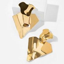Romwe Textured Triangle Metal Stud Earrings
