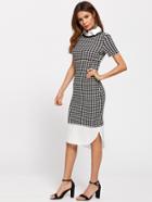Romwe Contrast Collar And Curve Hem 2 In 1 Dress