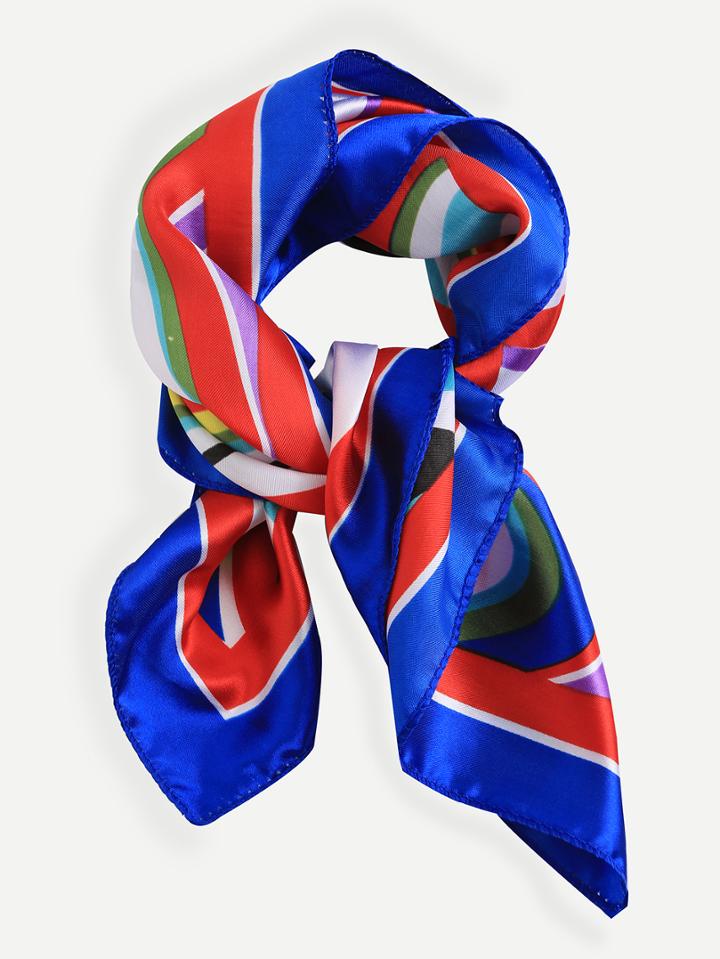 Romwe Multicolor Print Occupational Scarf