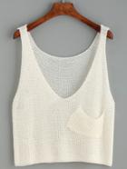 Romwe White Hollow Out Knit Tank Top
