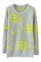 Romwe Yellow Snow Knitted Jumper