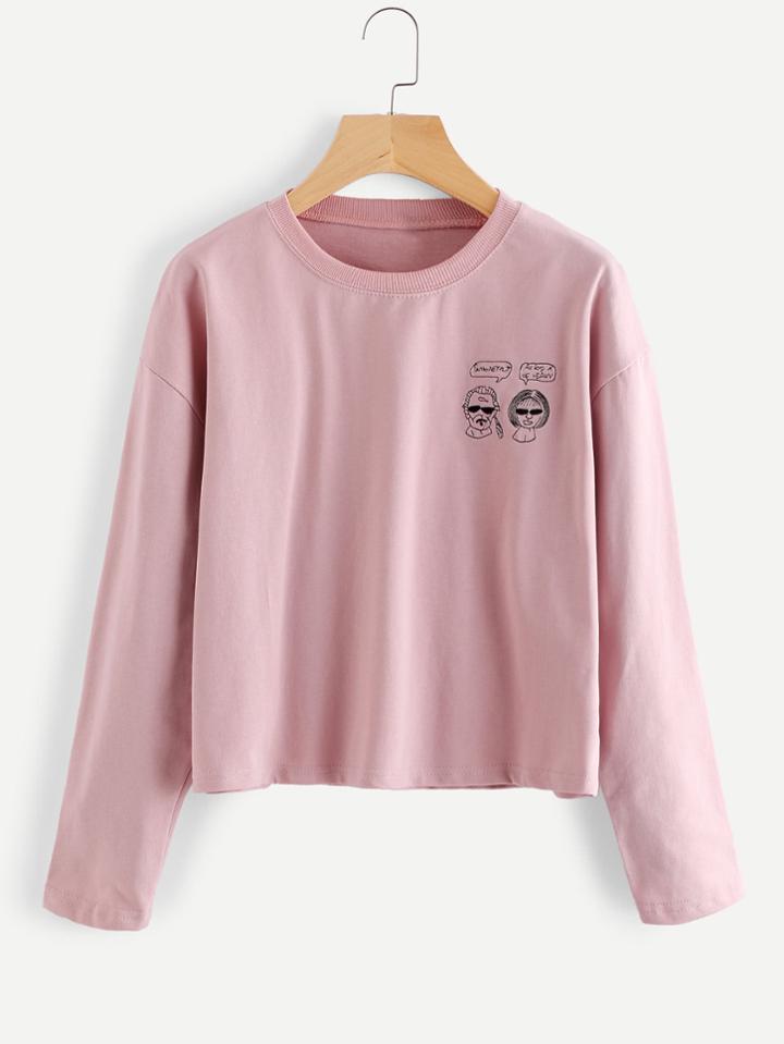 Romwe Head Embroidered Tee