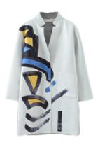 Romwe Scrawl Print Pocketed Coat