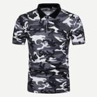 Romwe Men Camo Polo Shirt