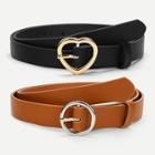 Romwe Heart & Ring Buckle Bet 2pcs