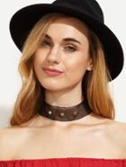 Romwe Black Five-pointed Star Organza Choker Necklace