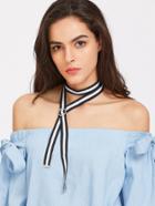 Romwe Striped Buckle Long Strap Wrap Necklace