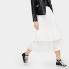 Romwe Ruffle Trim Solid Skirt