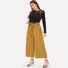 Romwe Plus Wide Leg Knot Pants