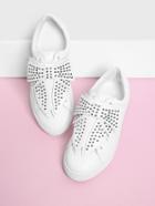 Romwe Studded Bow Design Low Top Sneakers