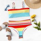 Romwe Plus Striped Bikini Set