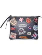 Romwe Black Patch Pu Clutch Bag