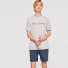Romwe Guys Letter Print T-shirt & Shorts Pj Set