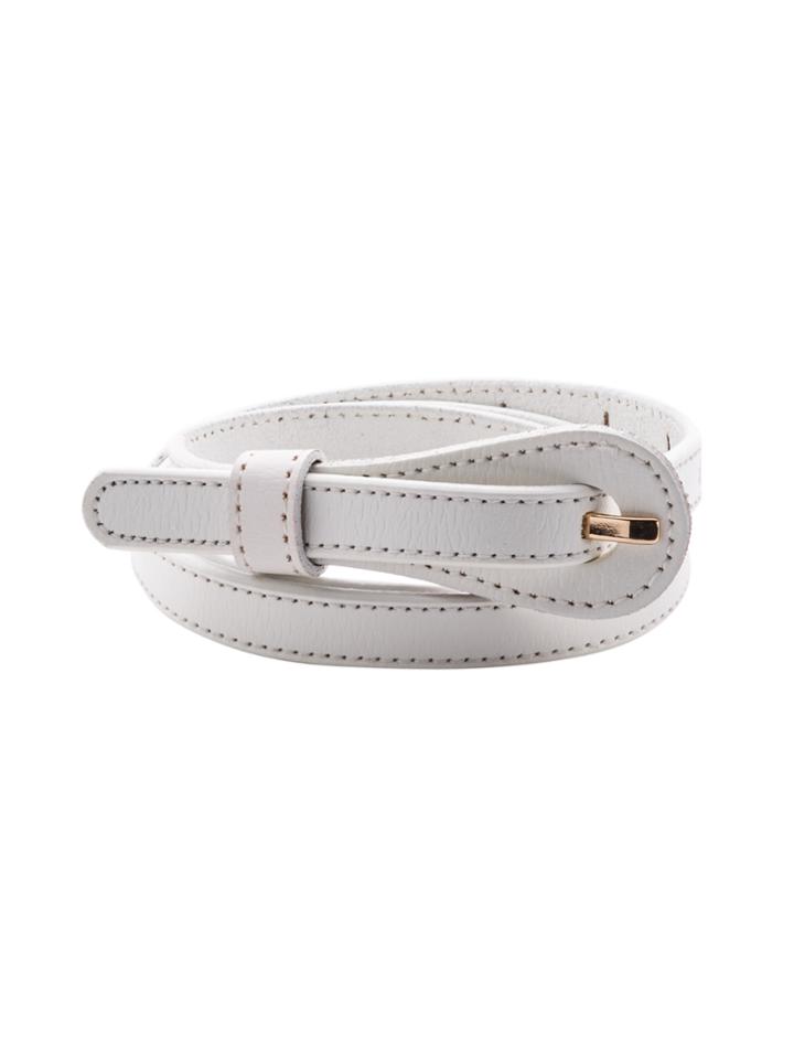 Romwe White Buckled Stylish Skinny Belt