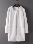 Romwe Faux Fur Longline Coat