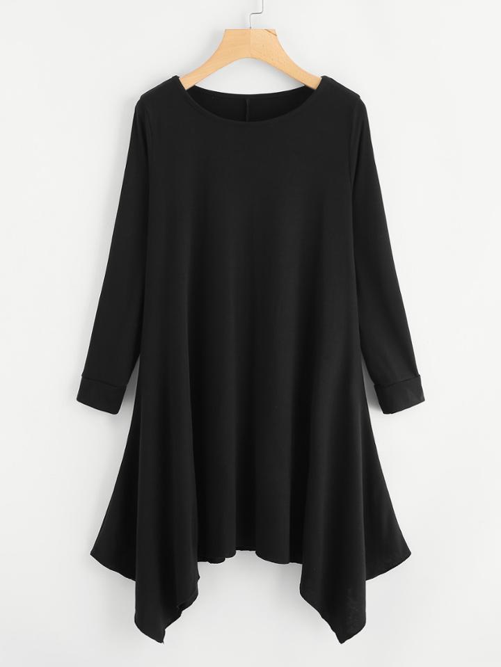 Romwe Scoop Neck Asymmetrical Hem Dress