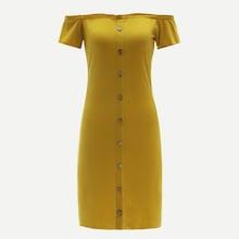 Romwe Button Through Skinny Dress