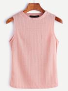 Romwe Pink Knitted Tank Top