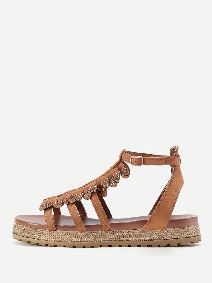 Romwe Fringe Detail Beach Sandals