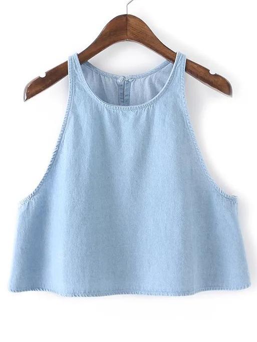 Romwe Split Back Denim Tank Top