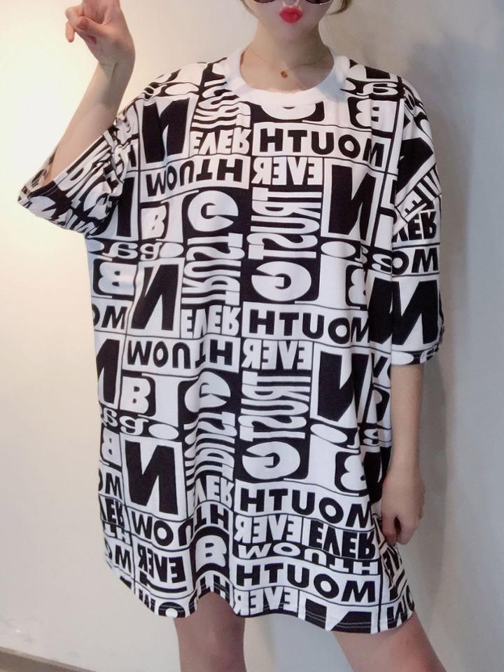 Romwe Allover Letter Print Dress