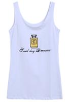 Romwe Round Neck Perfume Bottles Letter Print Tank Top