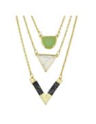 Romwe Three Layers Turquoise Triangle Necklace