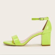 Romwe Open Toe Ankle Strap Neon Heels