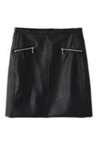 Romwe Zippered Pu Bodycon Skirt