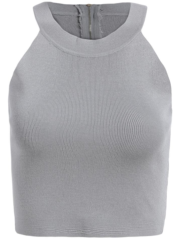 Romwe Halter Knit Slim Tank Top