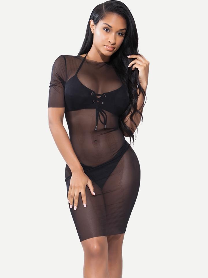 Romwe See Through Mesh Dress