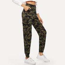 Romwe High Waist Pocket Camo Print Utility Pants