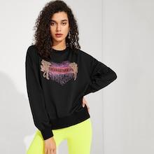 Romwe Letter And Animal Print Pullover