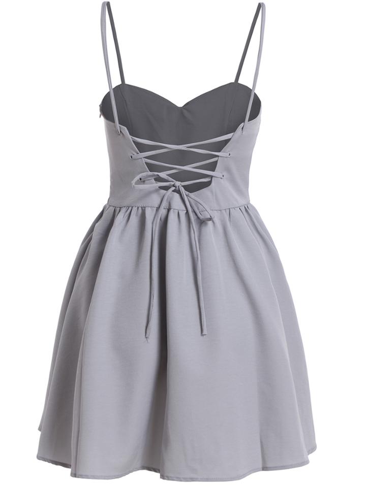 Romwe Spaghetti Strap Bandage Flare Dress