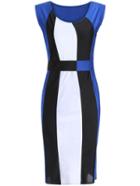 Romwe Sleeveless Slim Blue Dress