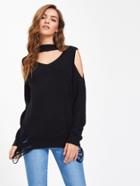 Romwe Choker Neck Open Shoulder Laddering Jumper