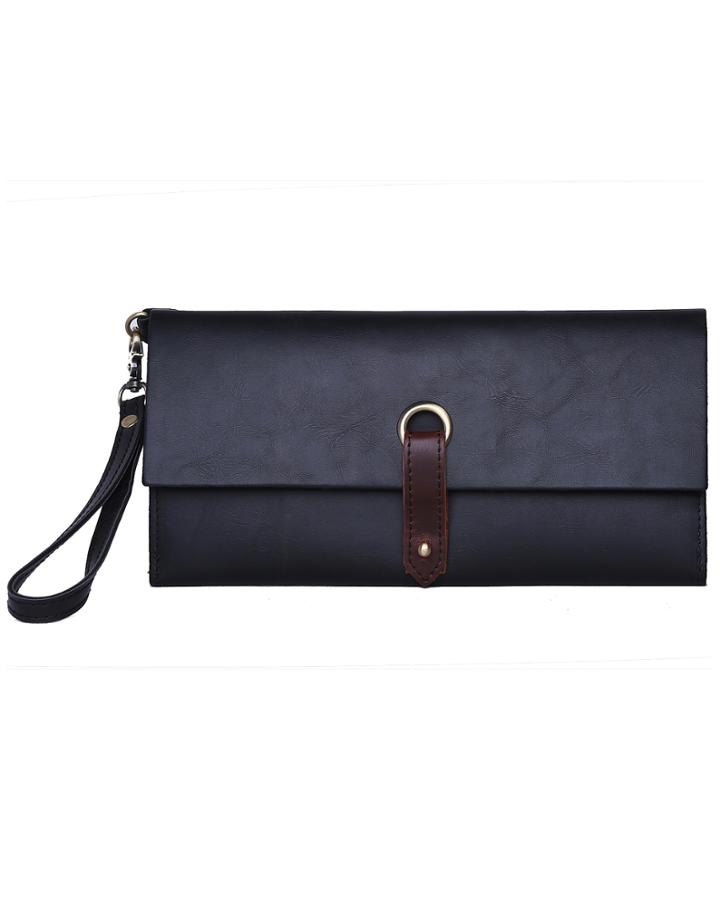 Romwe Black Pu Clutch Bag