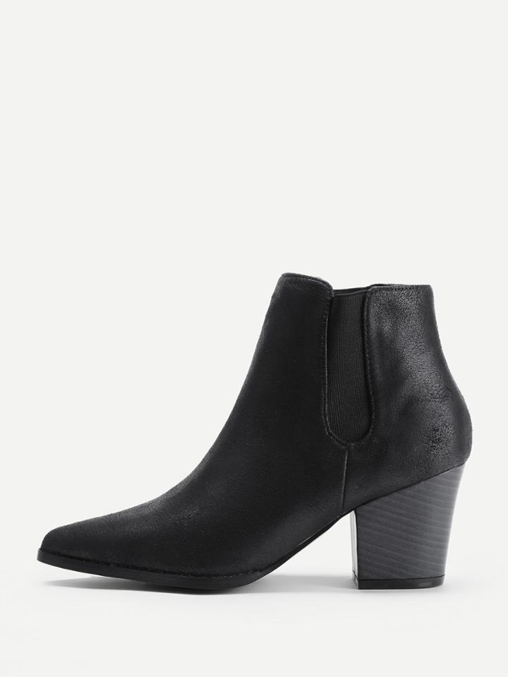 Romwe Block Heeled Pu Chelsea Boots
