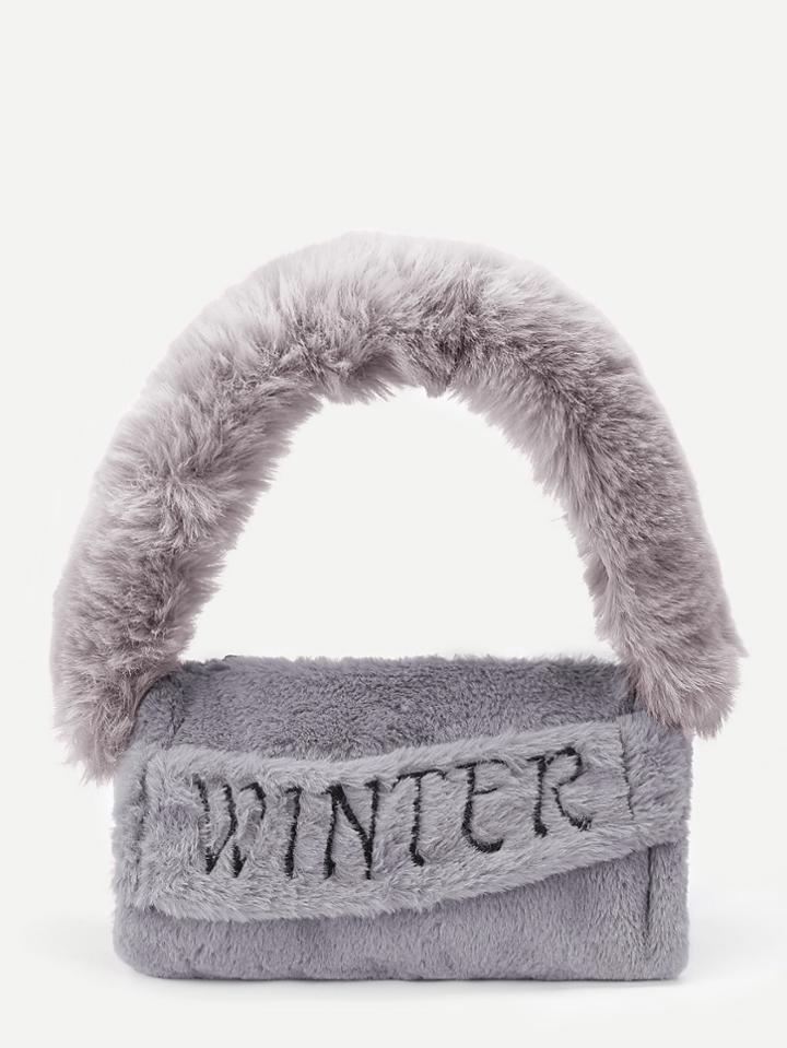 Romwe Short Faux Fur Bag Strap