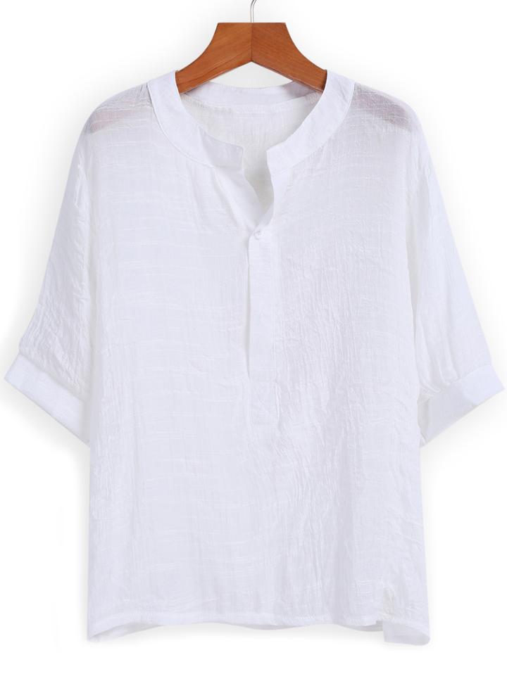 Romwe Half Sleeve With Buttons Top