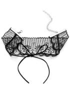 Romwe Black Lace And String Boho Choker Necklace