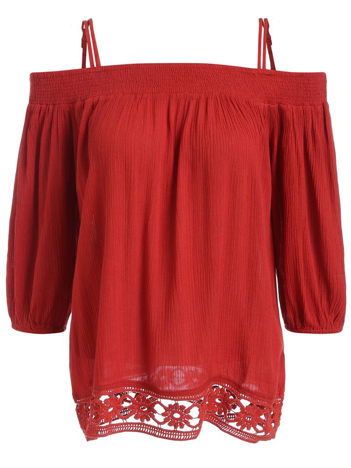 Romwe Off The Shoulder Embroidered Top