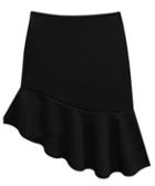 Romwe Asymmetrical Flouncing Black Skirt
