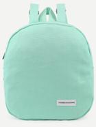 Romwe Green Zip Front Canvas Dome Backpack