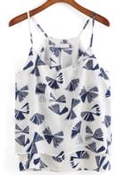 Romwe Spaghetti Strap Shell Print Cami Top