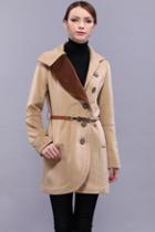 Romwe Color Contrast Collar Khaki Coat