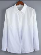 Romwe Lapel Long Sleeve Ombre Blouse
