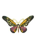 Romwe Darkgreen Rhinestone Butterfly Brooch