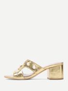 Romwe Faux Pearl Decorated Block Heeled Sandals