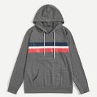 Romwe Guys Striped Print Pocket Front Heathered Hoodie